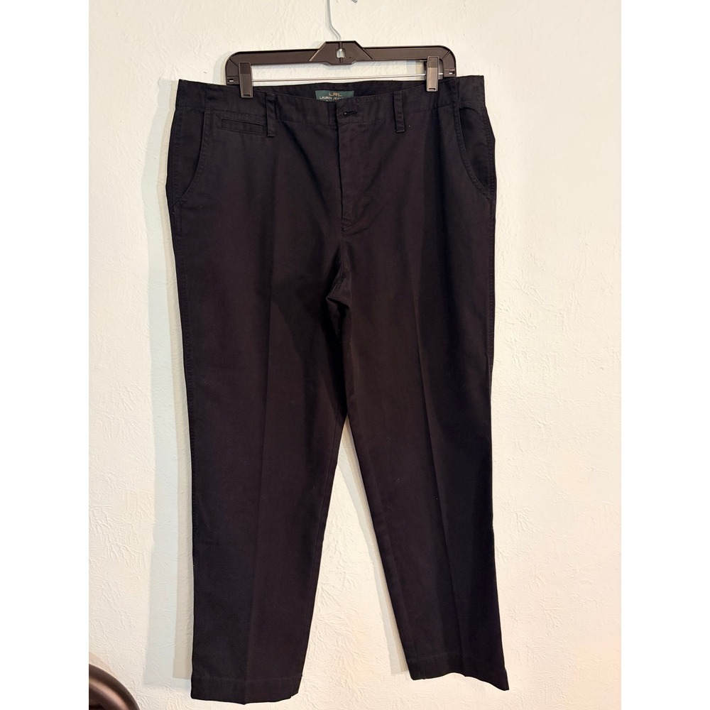 LRL Ralph Lauren Newbury Chino Pants Black Size 16 Cotton Classic Straight